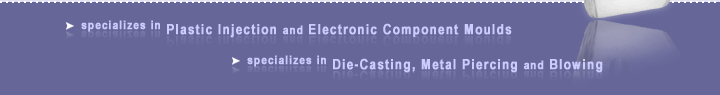 Specializes in Plastic Injection, Electronic Component Moulds, Die-Casting, Metal Piercing and Blowing